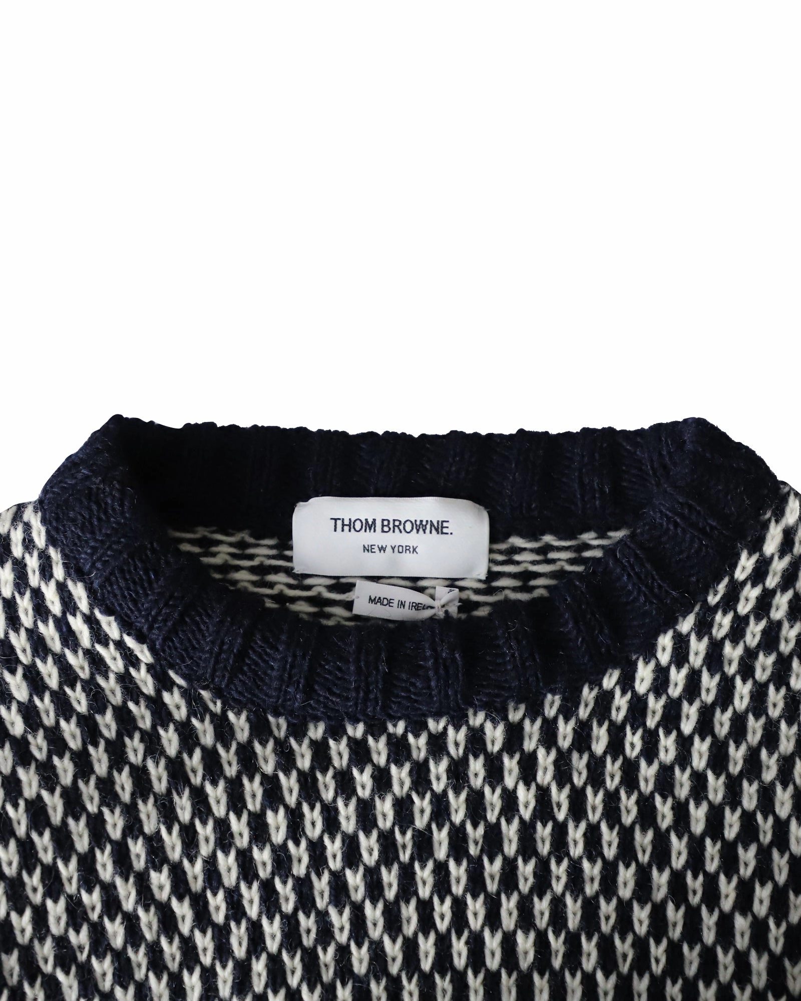 Thom Browne Snowflake Motif Fair Isle Crewneck Sweater in Multicolor Wool and Mohair