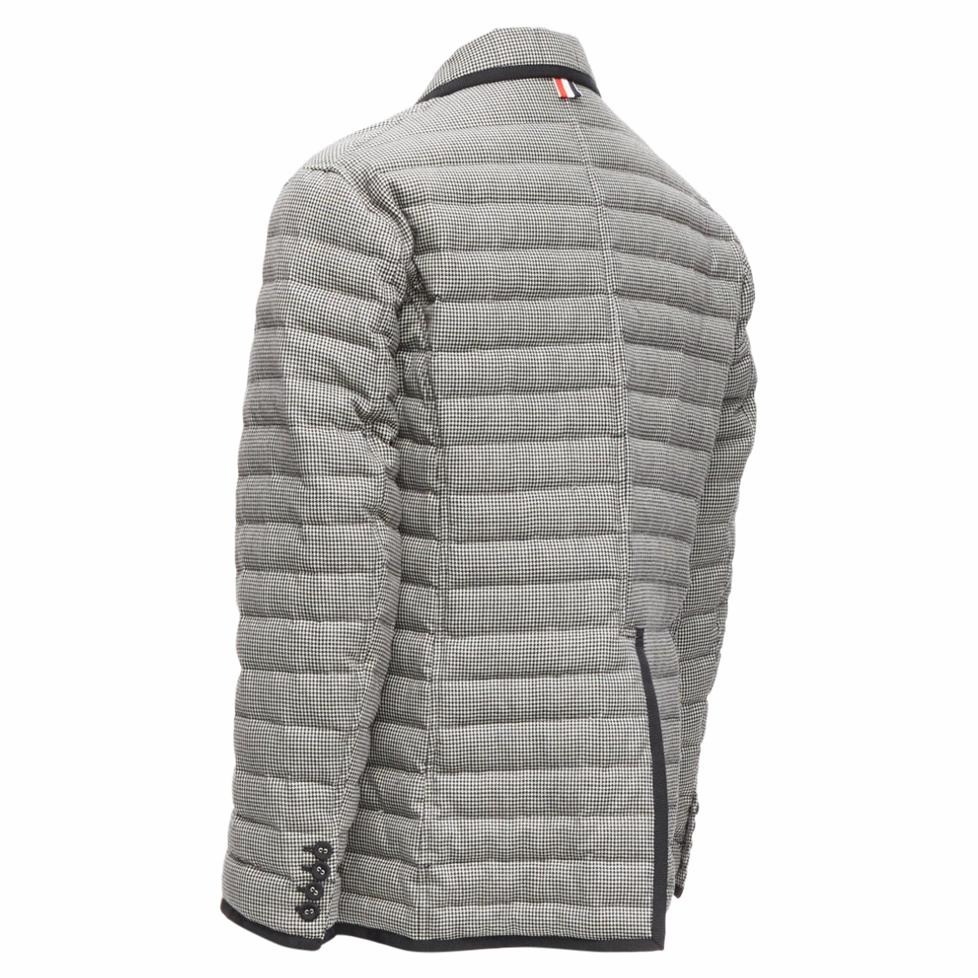 Thom E houndstooth ribbon trim stripe lined padded blazer