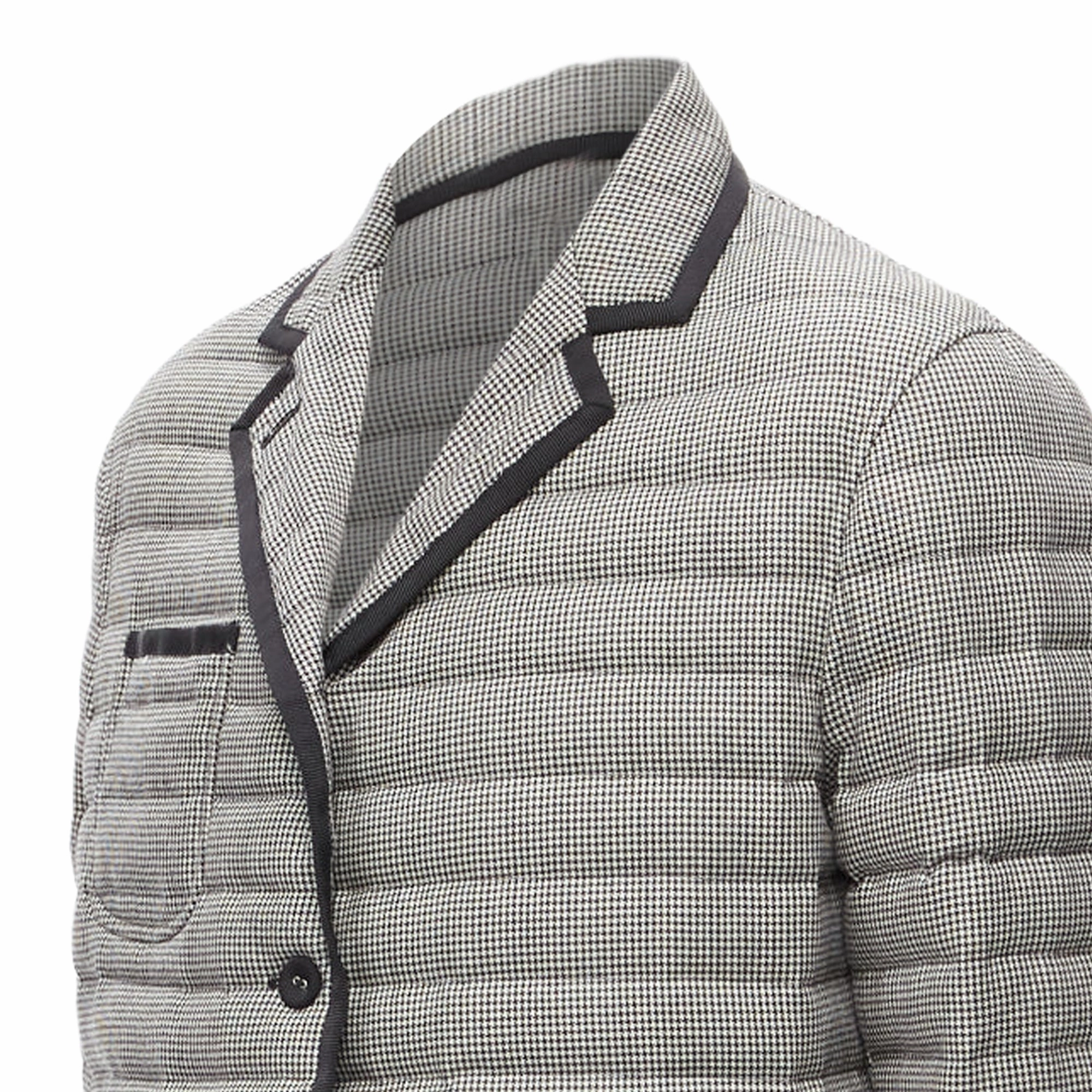 Thom E houndstooth ribbon trim stripe lined padded blazer