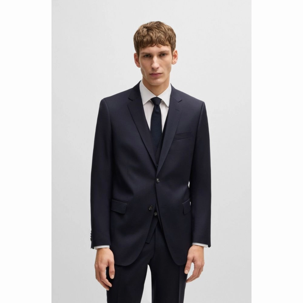 Three-piece Slim-fit suit in patterned stretch wool