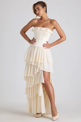 Tiered Corset Gown in Ivory Dresses - maxi dresses best price