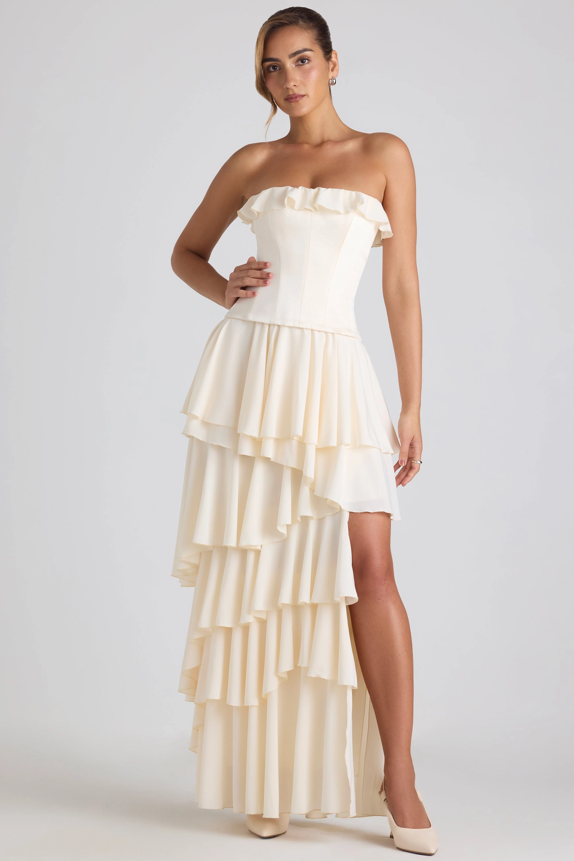Tiered Corset Gown in Ivory