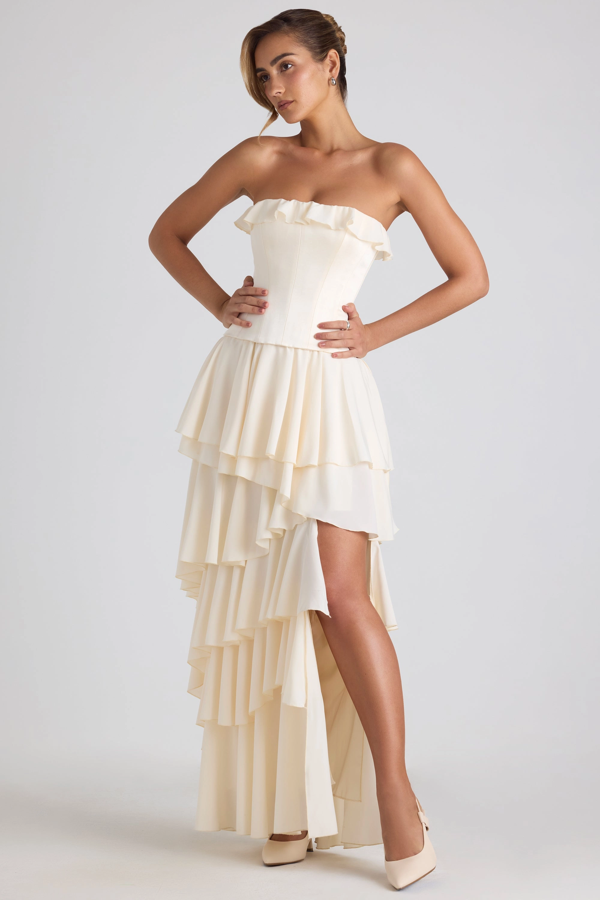 Tiered Corset Gown in Ivory Dresses - maxi dresses best price