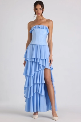 Tiered Corset Gown in Sky Blue Dresses - maxi dresses best price