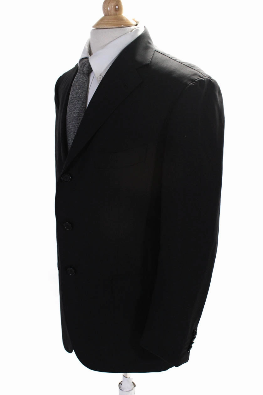 Tincati Mens Darted Collared Buttoned Long Sleeve Blazer Jacket Black