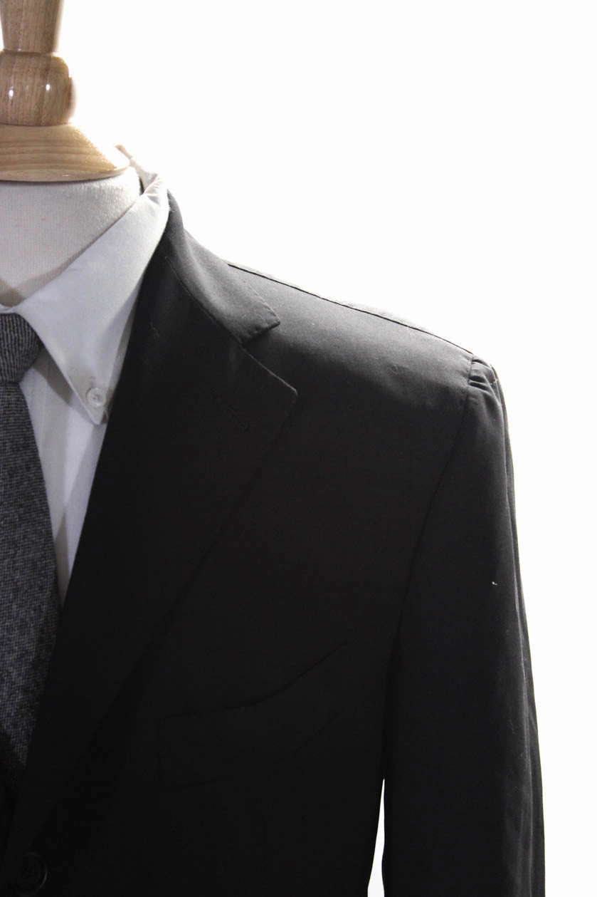 Tincati Mens Darted Collared Buttoned Long Sleeve Blazer Jacket Black