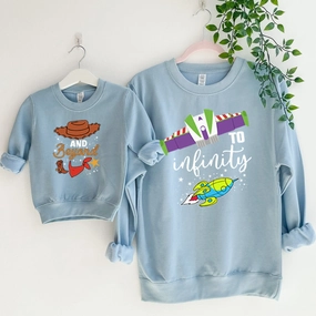 To Infinity & Beyond Matching Baby Blue Sweatshirts Holiday Collection - holiday outfits clearance
