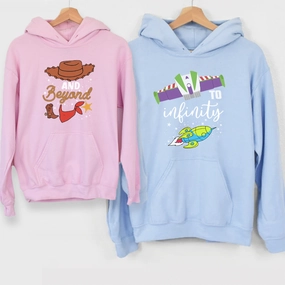 To Infinity & Beyond Matching Blue/ Pink Hoodies Holiday Collection - holiday outfits clearance