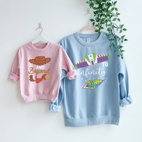 To Infinity & Beyond Matching Blue/ Pink Sweatshirts Holiday Collection - holiday outfits clearance