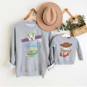 To Infinity & Beyond Matching Heather Grey Sweatshirts Holiday Collection - holiday outfits clearance