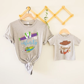 To Infinity & Beyond Matching Heather Grey T-shirts Holiday Collection - holiday outfits clearance