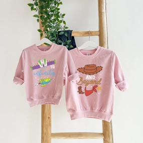 To Infinity & Beyond Matching Kids Pink Sweatshirts Holiday Collection - holiday outfits clearance