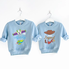 To Infinity & Beyond Matching Kids Sky Blue Sweatshirts Holiday Collection - holiday outfits clearance