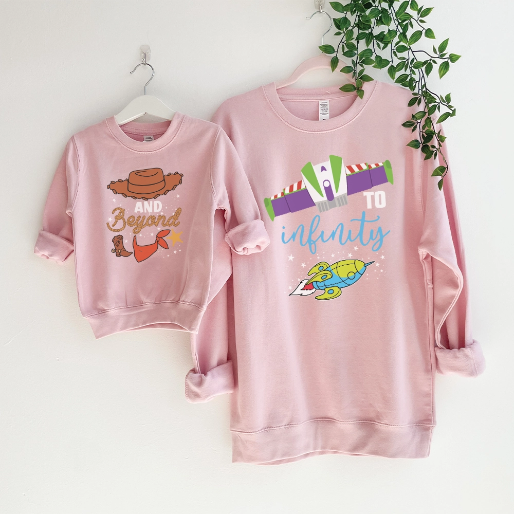 To Infinity & Beyond Matching Pink Sweatshirts Holiday Collection - holiday outfits clearance