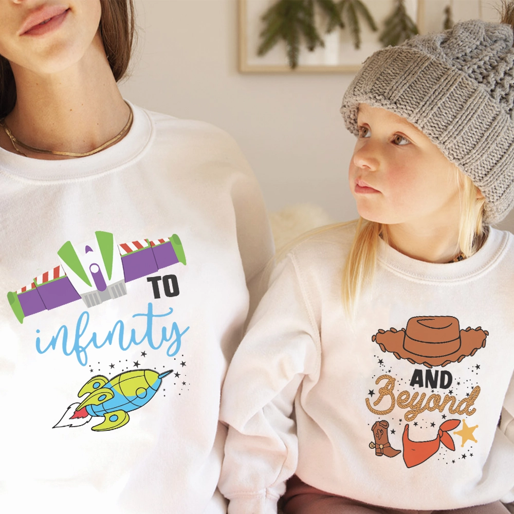 To Infinity & Beyond Matching White Sweatshirts Holiday Collection - holiday outfits clearance