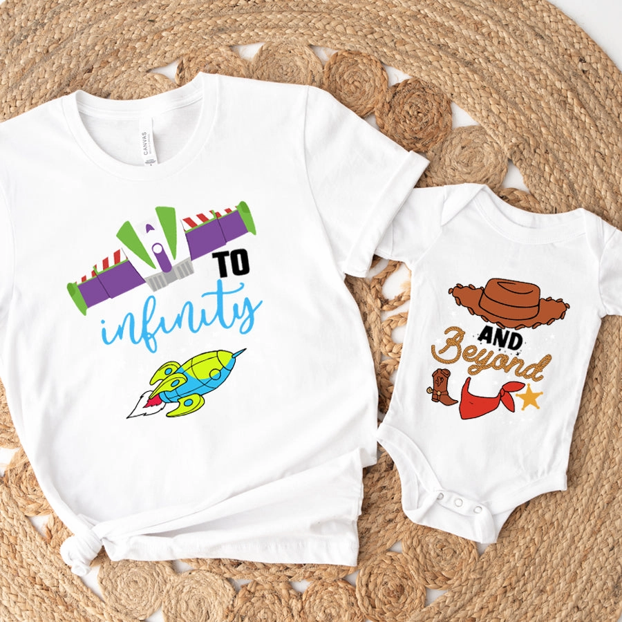 To Infinity & Beyond Matching White T-shirt & Baby Vest Holiday Collection - holiday outfits clearance