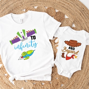 To Infinity & Beyond Matching White T-shirt & Baby Vest Holiday Collection - holiday outfits clearance