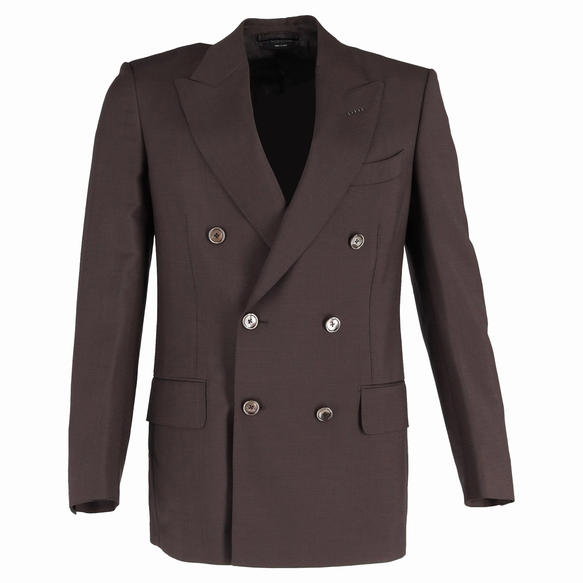 Tom Ford Double-Breasted Jacket In Brown Wool