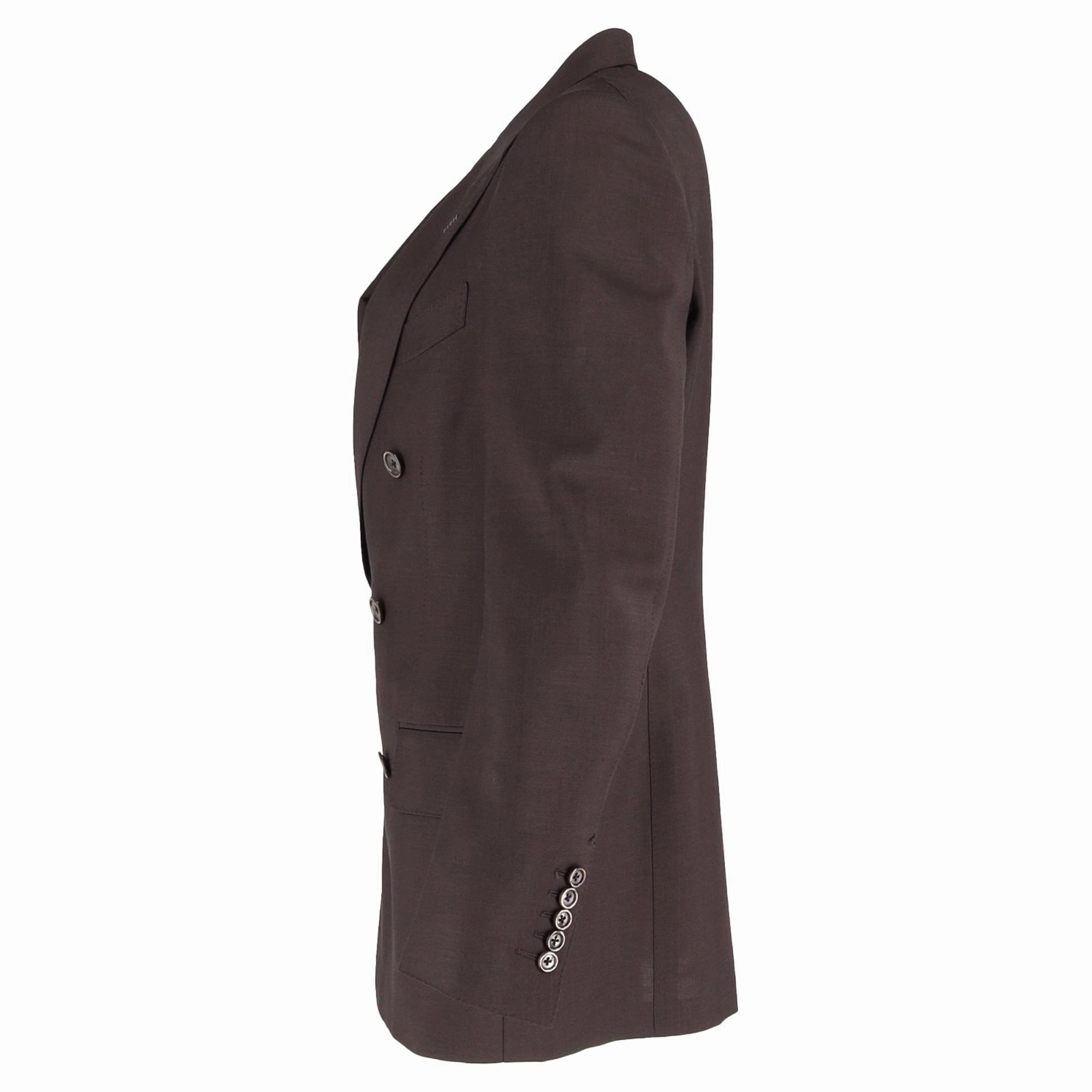 Tom Ford Double-Breasted Jacket In Brown Wool