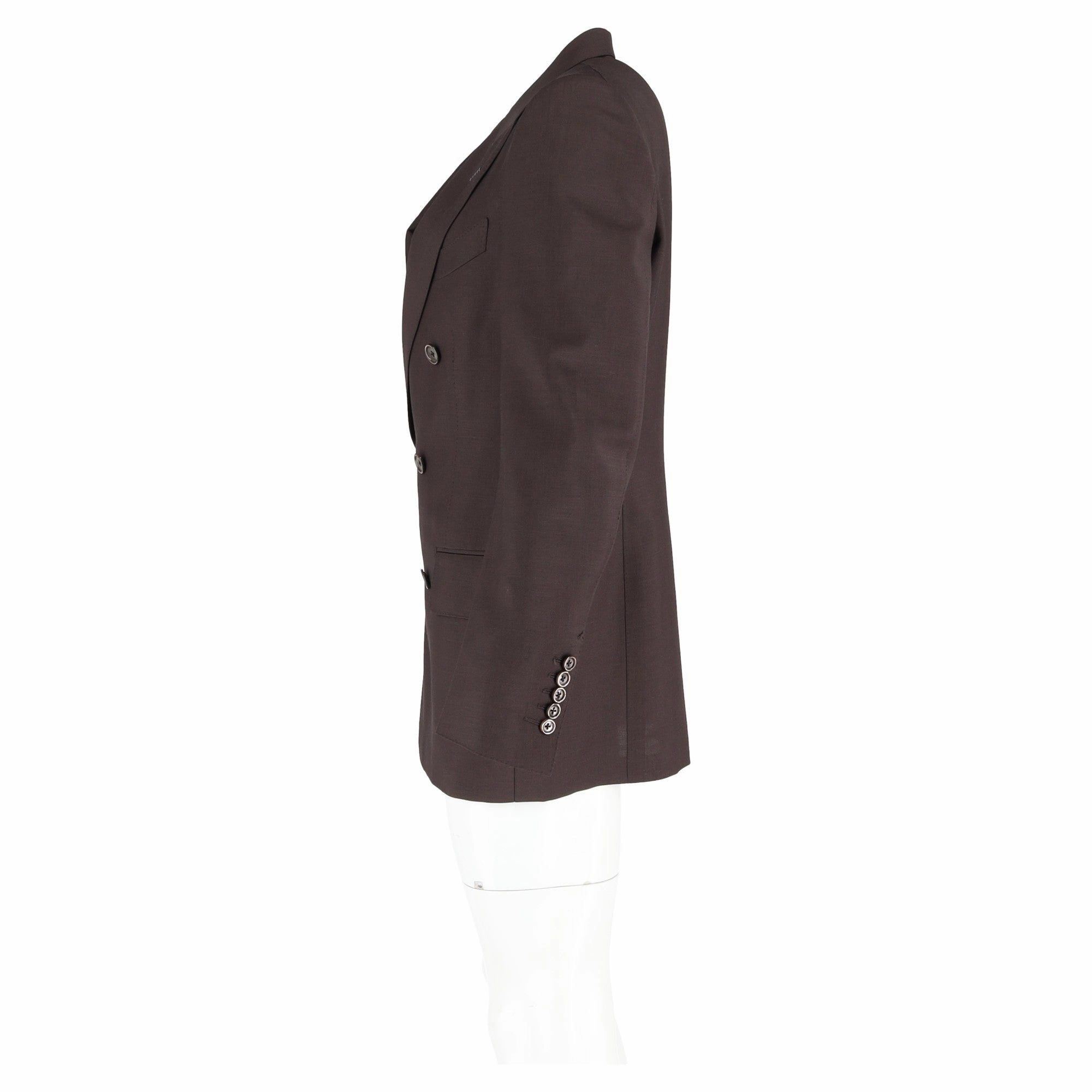 Tom Ford Double-Breasted Jacket In Brown Wool
