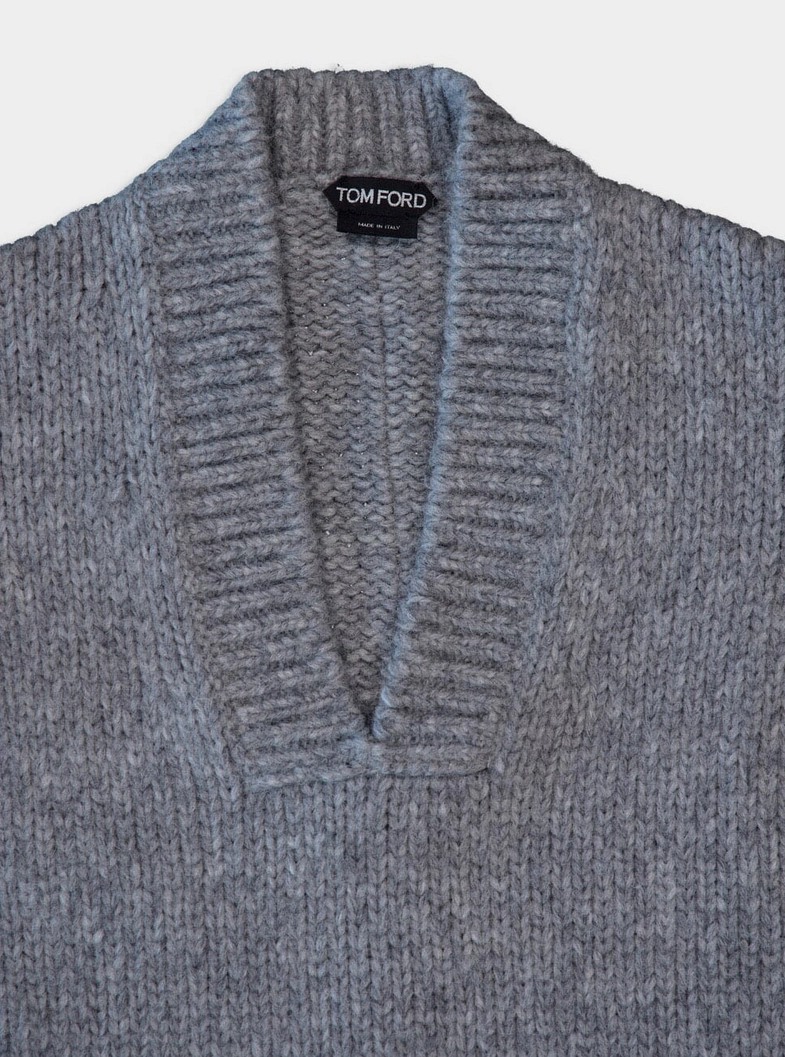 Tom Ford Womens Alpaca Wool V-Neck Jumper In Gray