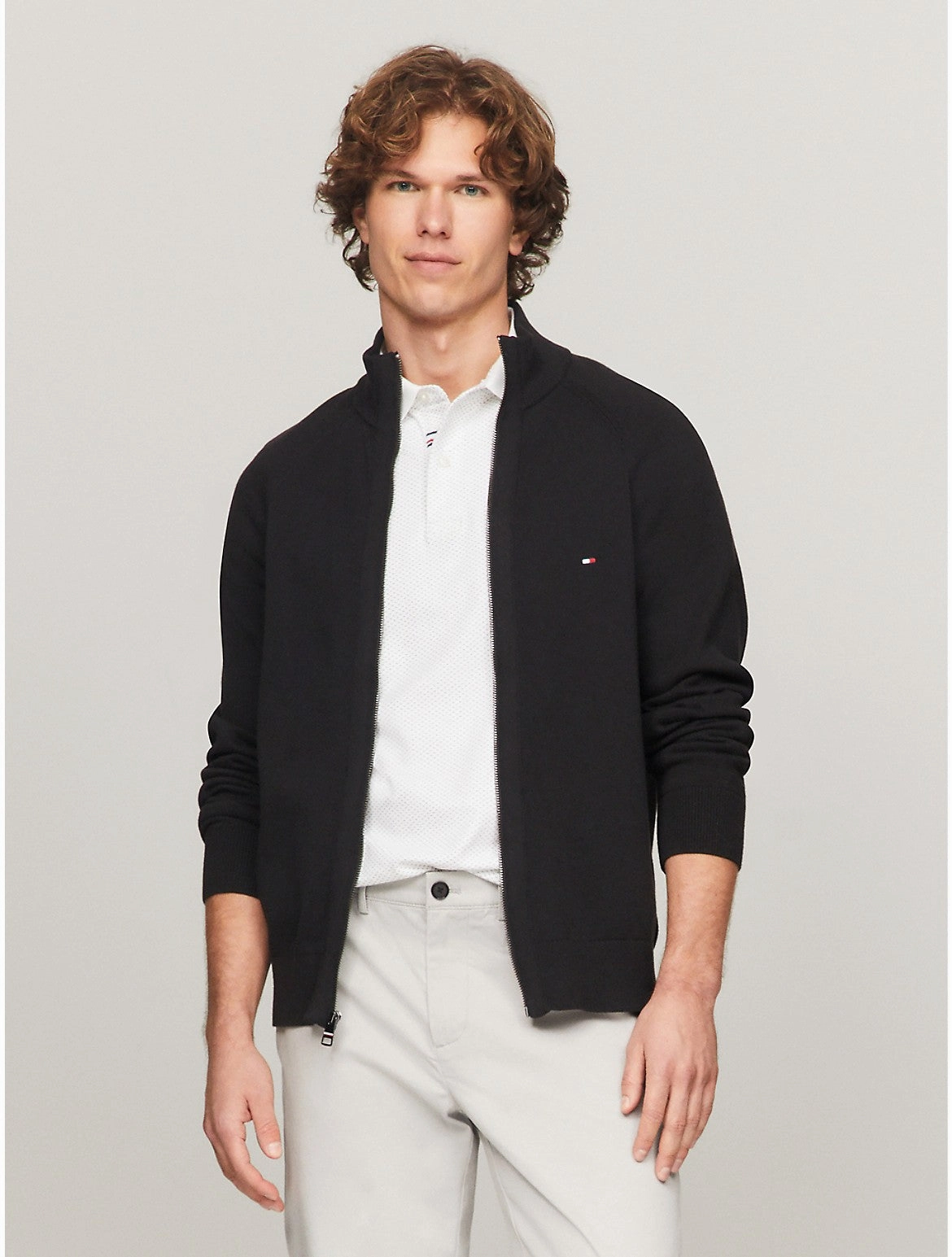 Tommy Hilfiger Men's Flag Logo Zip Sweater