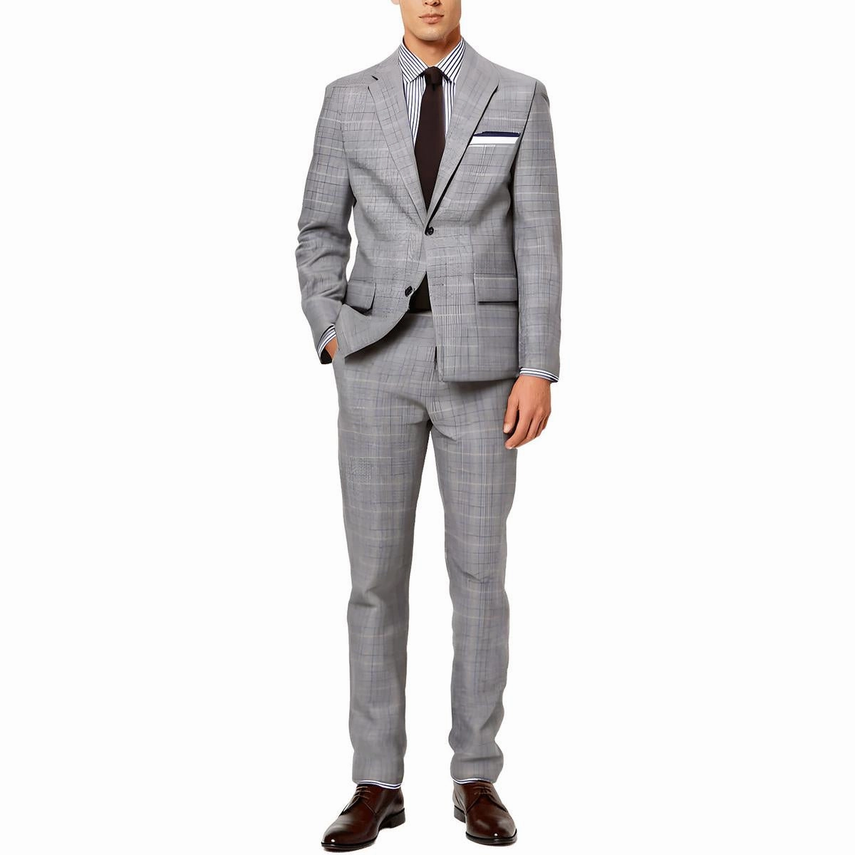 Tommy Mens Plaid Wool Two-Button Blazer
