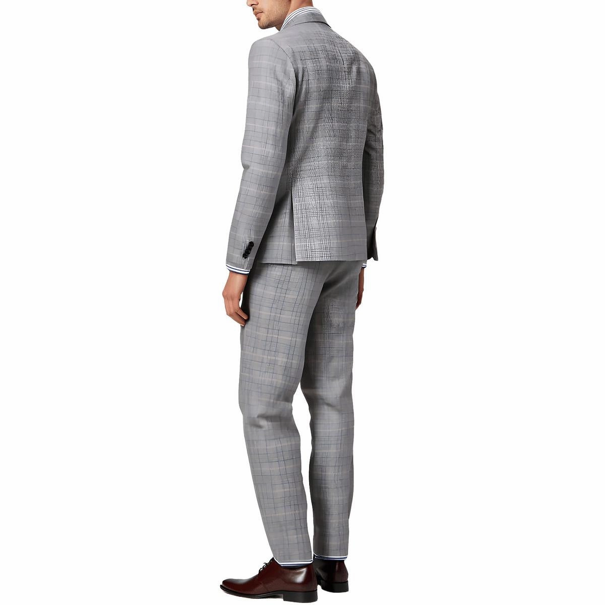 Tommy Mens Plaid Wool Two-Button Blazer