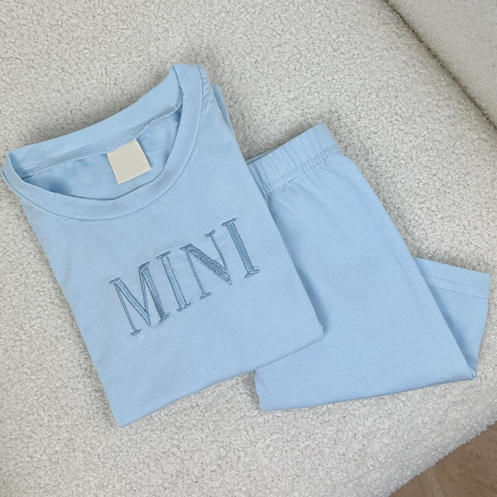 Tonal Mama & Mini Embroidered Tee & Short Sets