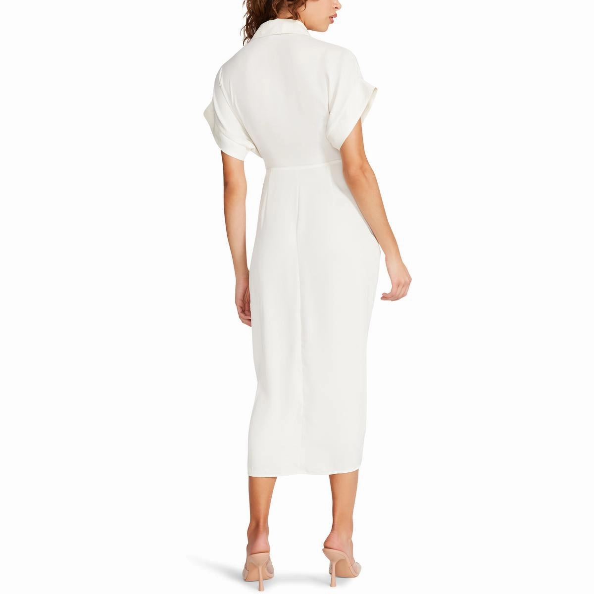 Tori Womens Gathered Midi Shirtdress