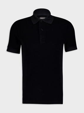 Towelling Black Polo Shirt Tops Mens - men's t-shirts outlet