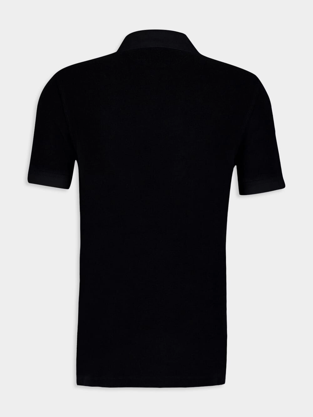 Towelling Black Polo Shirt
