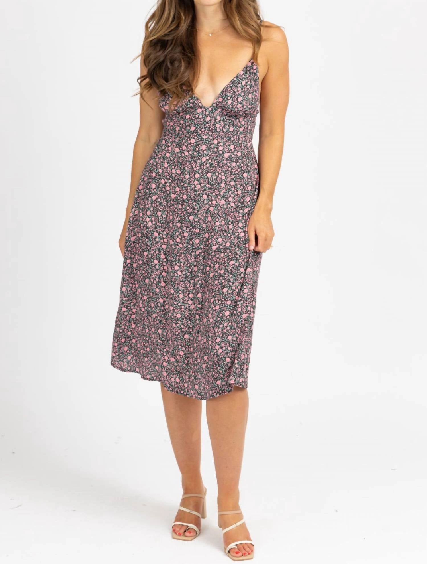 Triangle Midi Dress In Vintage Rose