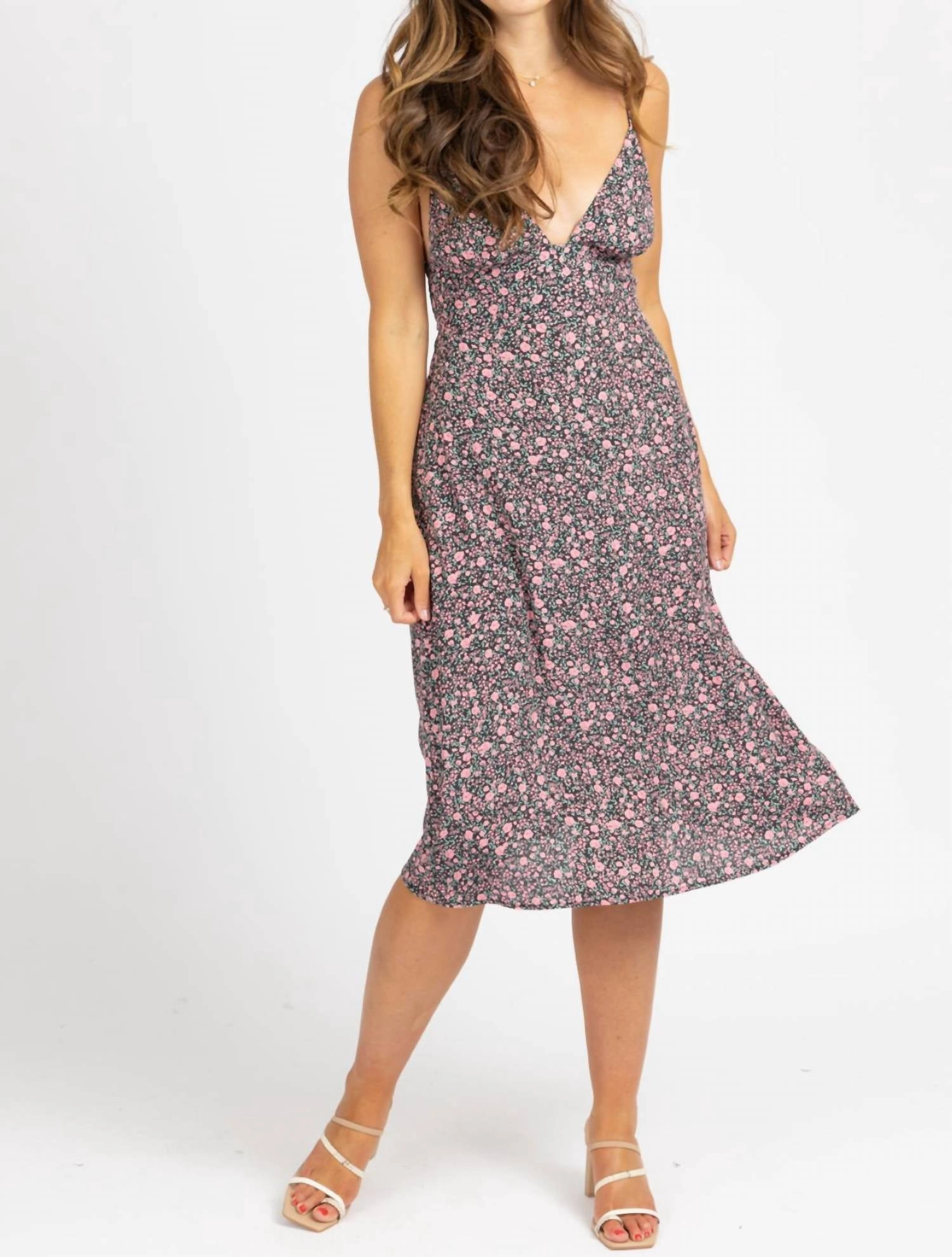 Triangle Midi Dress In Vintage Rose