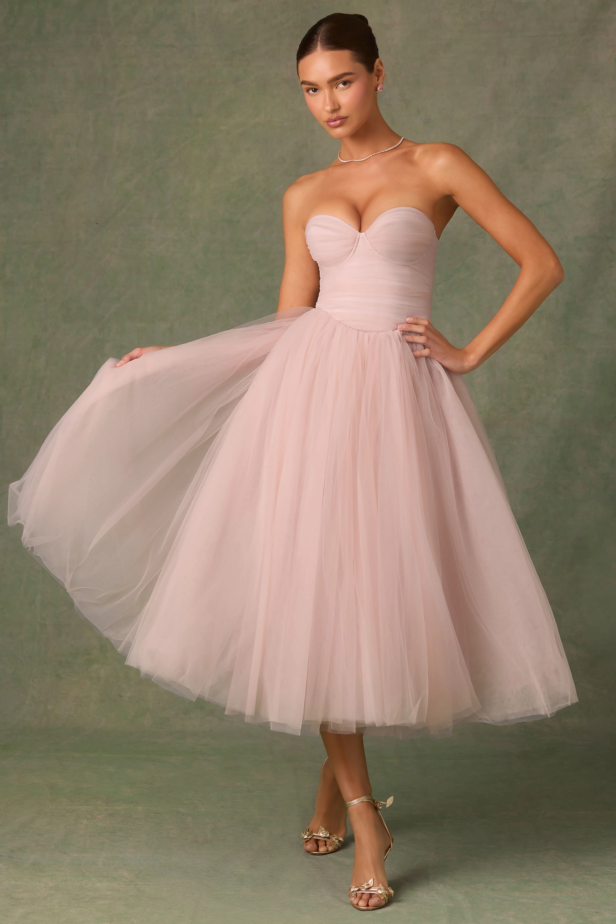 Tulle Corset Midaxi Dress in Dusty Rose Dresses best price
