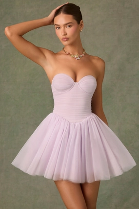 Tulle Corset Mini Dress in Lilac Dresses - party dresses cheap