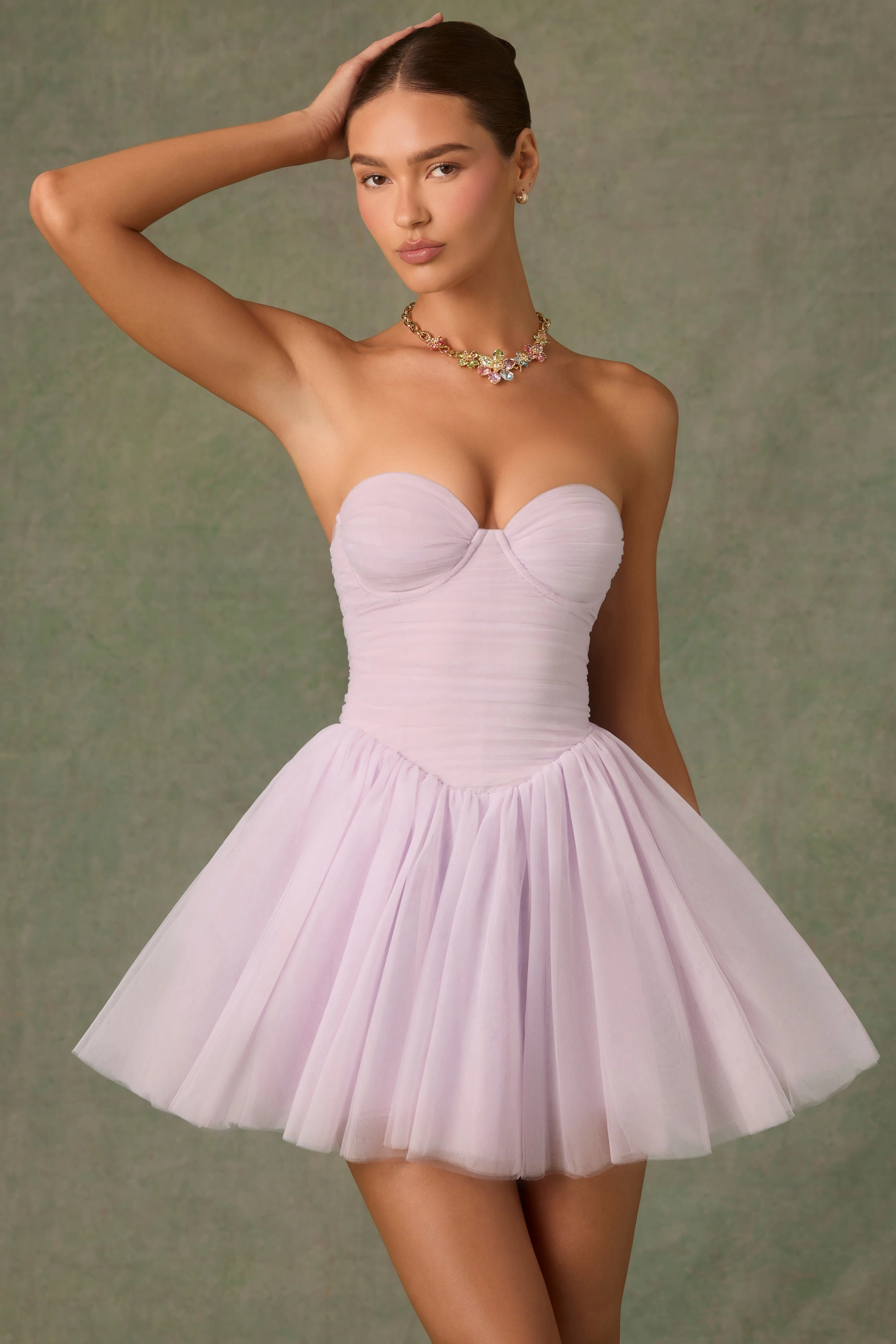 Tulle Corset Mini Dress in Lilac Dresses - party dresses cheap