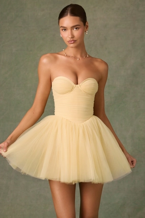 Tulle Corset Mini Dress in Yellow Dresses - party dresses cheap