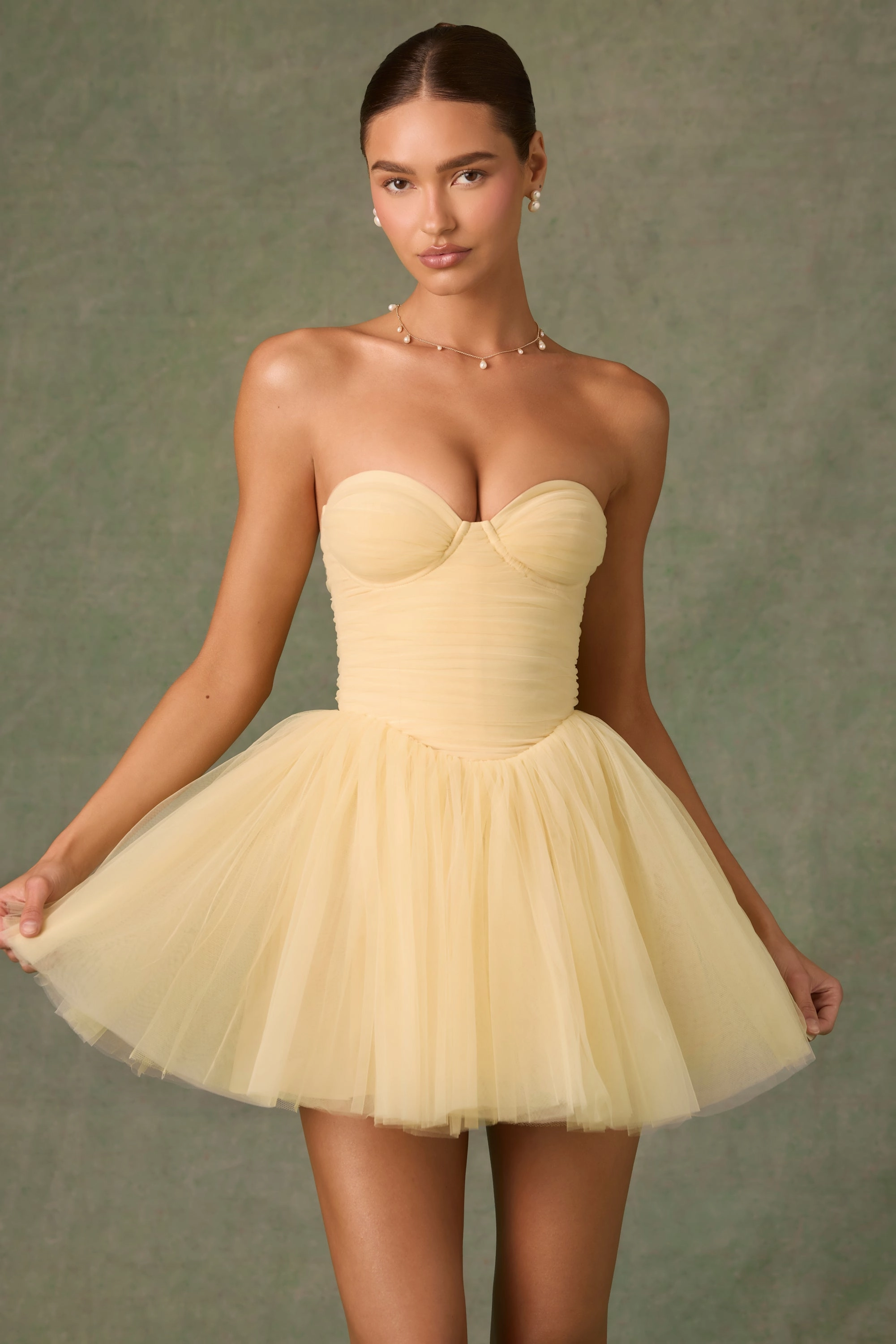 Tulle Corset Mini Dress in Yellow Dresses - party dresses cheap