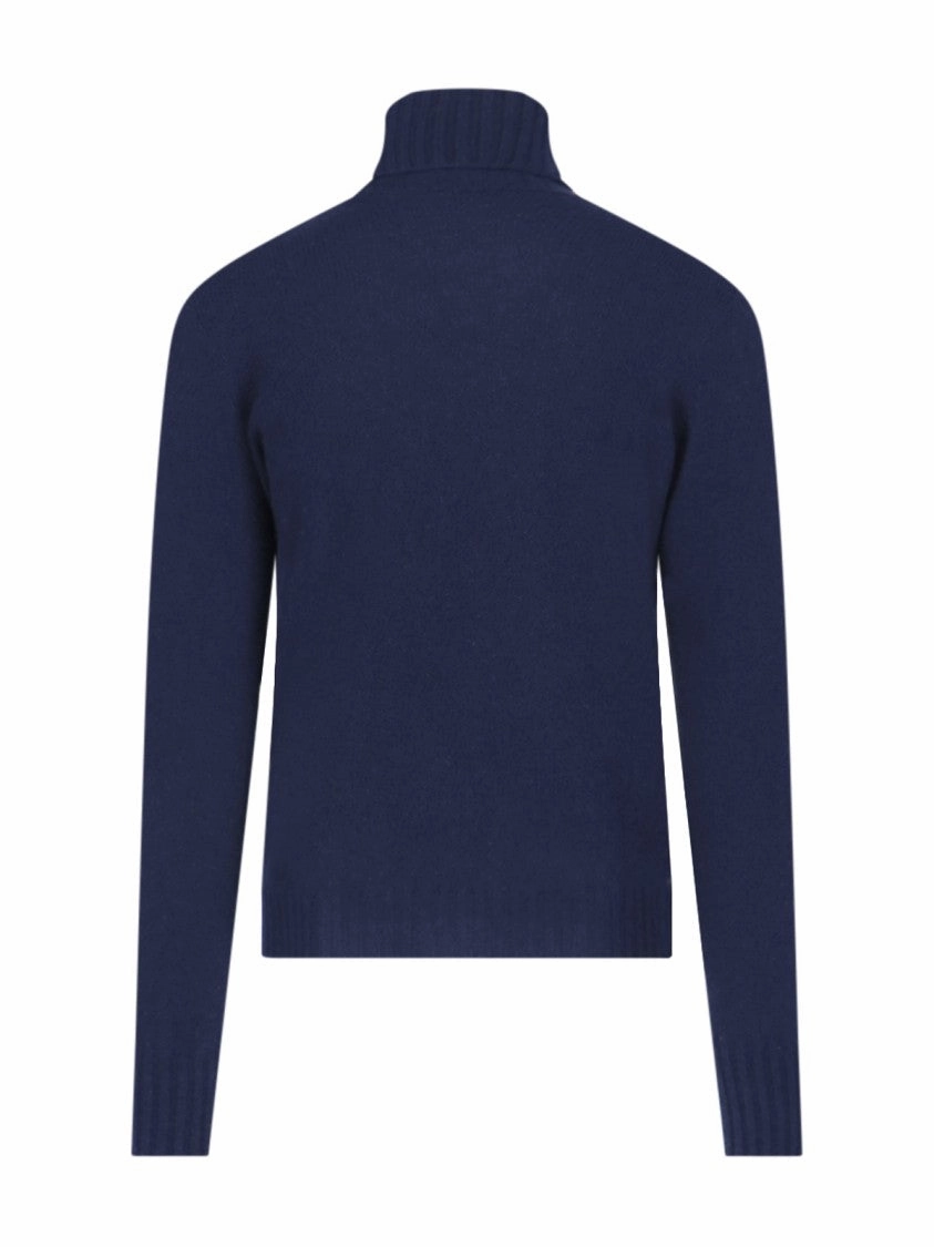 Turtleneck Sweater In Blue Cashmere Navy Tone