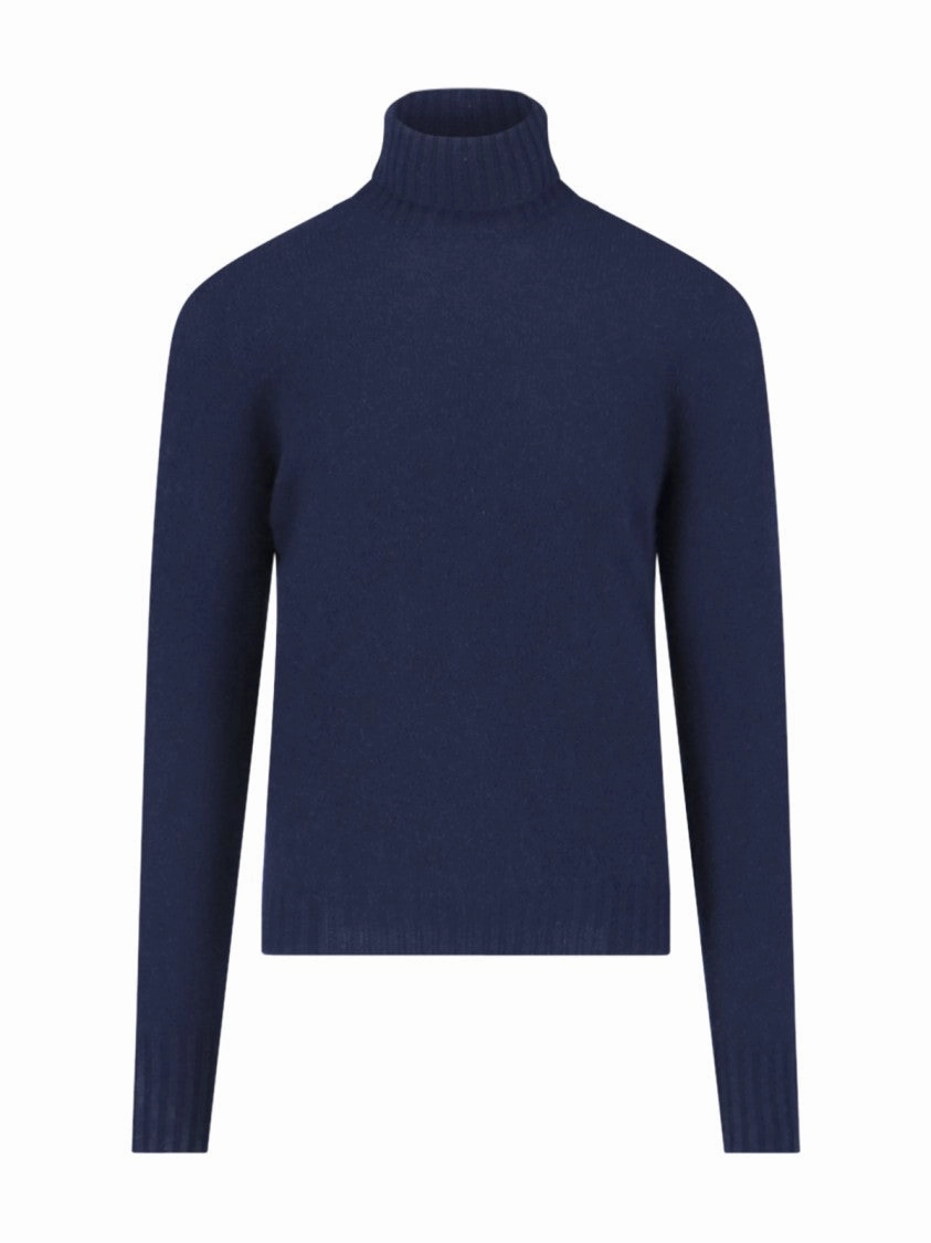 Turtleneck Sweater In Blue Cashmere Navy Tone designer sweaters outlet