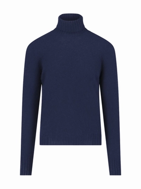 Turtleneck Sweater In Blue Cashmere Navy Tone designer sweaters outlet