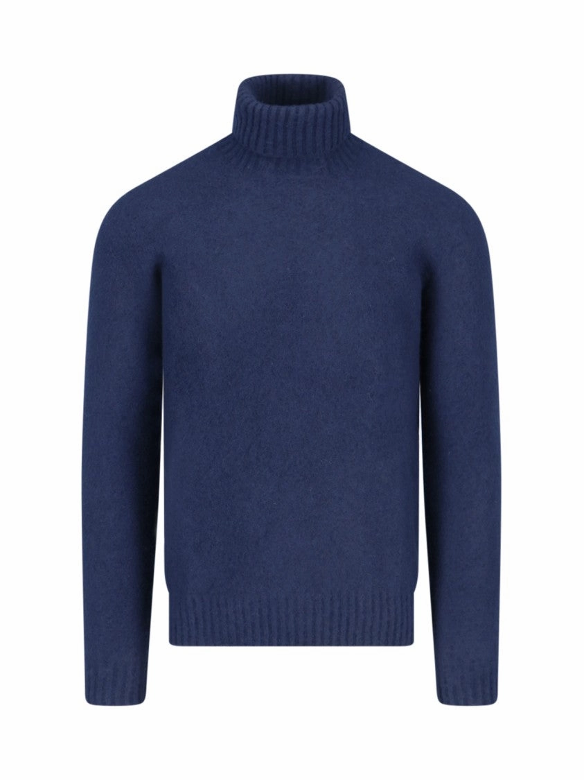 Turtleneck Sweater In Blue Wool Navy Tones designer sweaters outlet