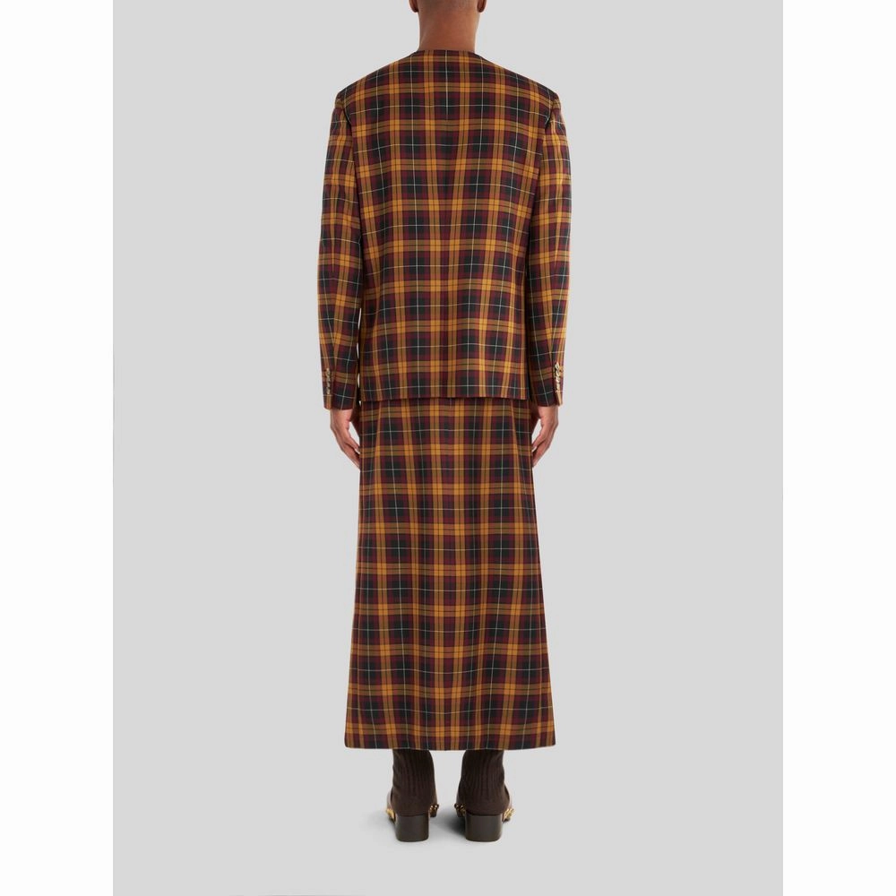 TWO-BUTTON MAXI CHECK JACKET