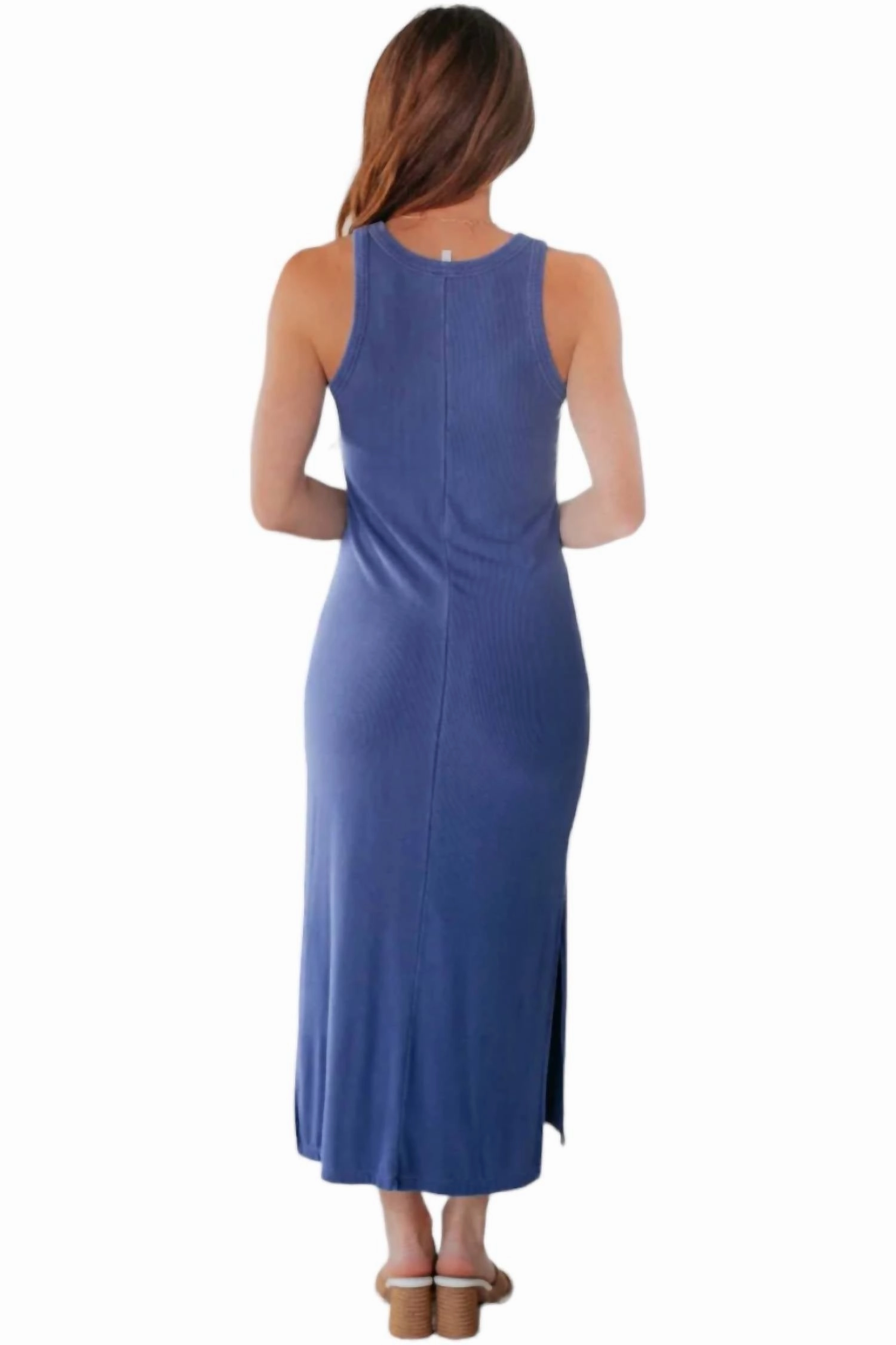 Ultra Soft Ribbed Dress In Blue