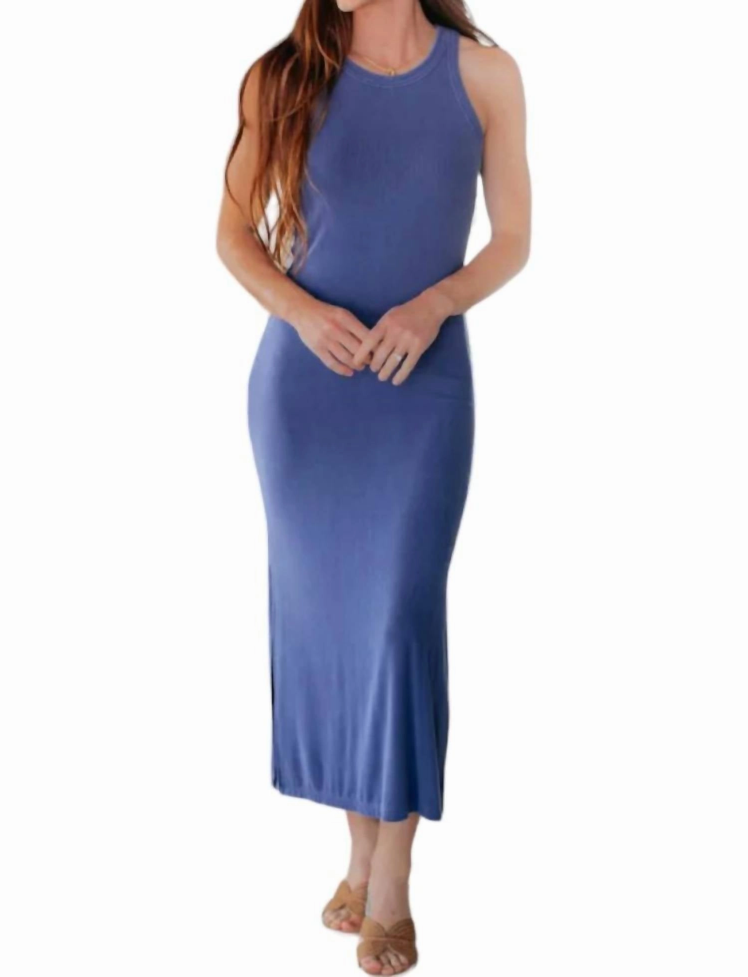 Ultra Soft Ribbed Dress In Blue