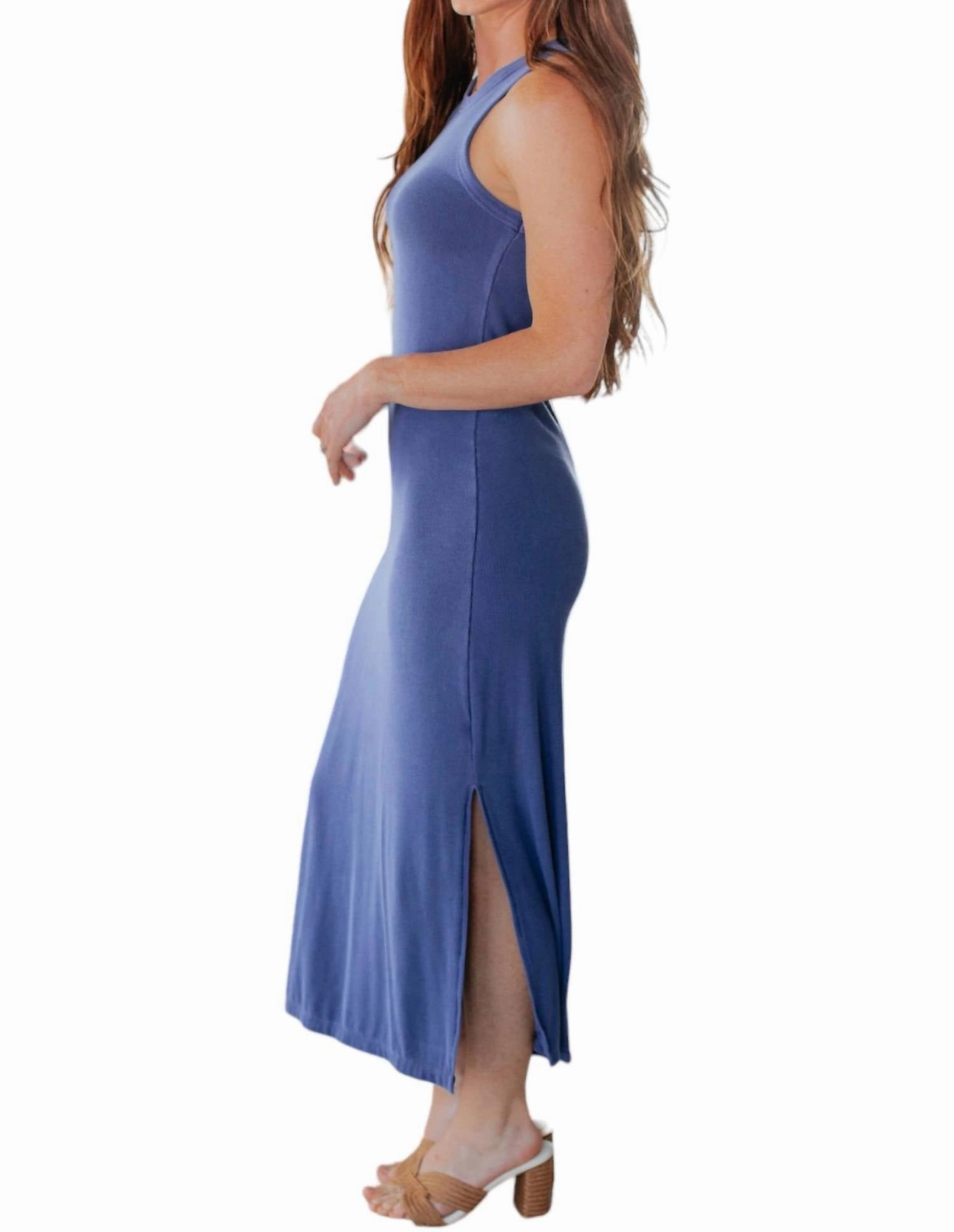 Ultra Soft Ribbed Dress In Blue