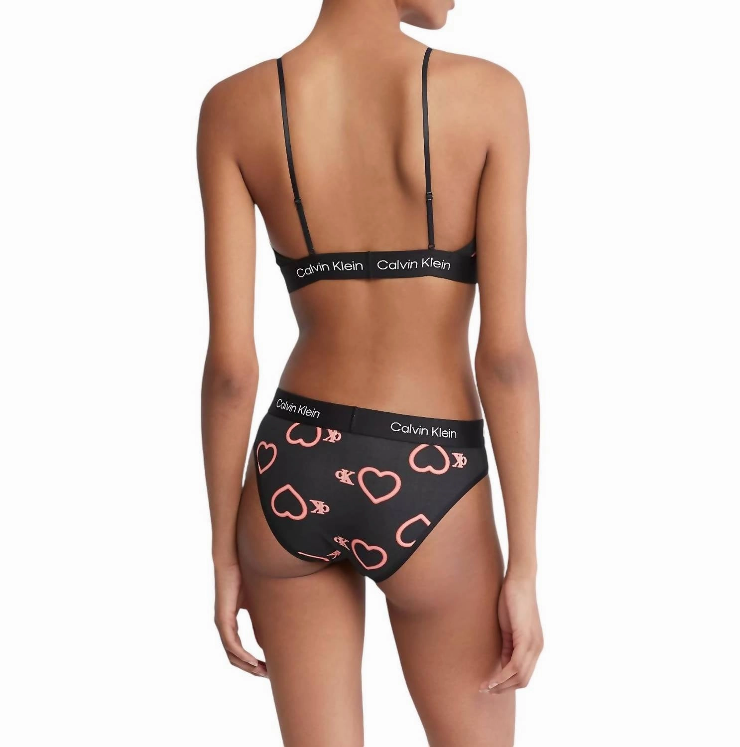 Unlined Bralette In Neon Heart Black
