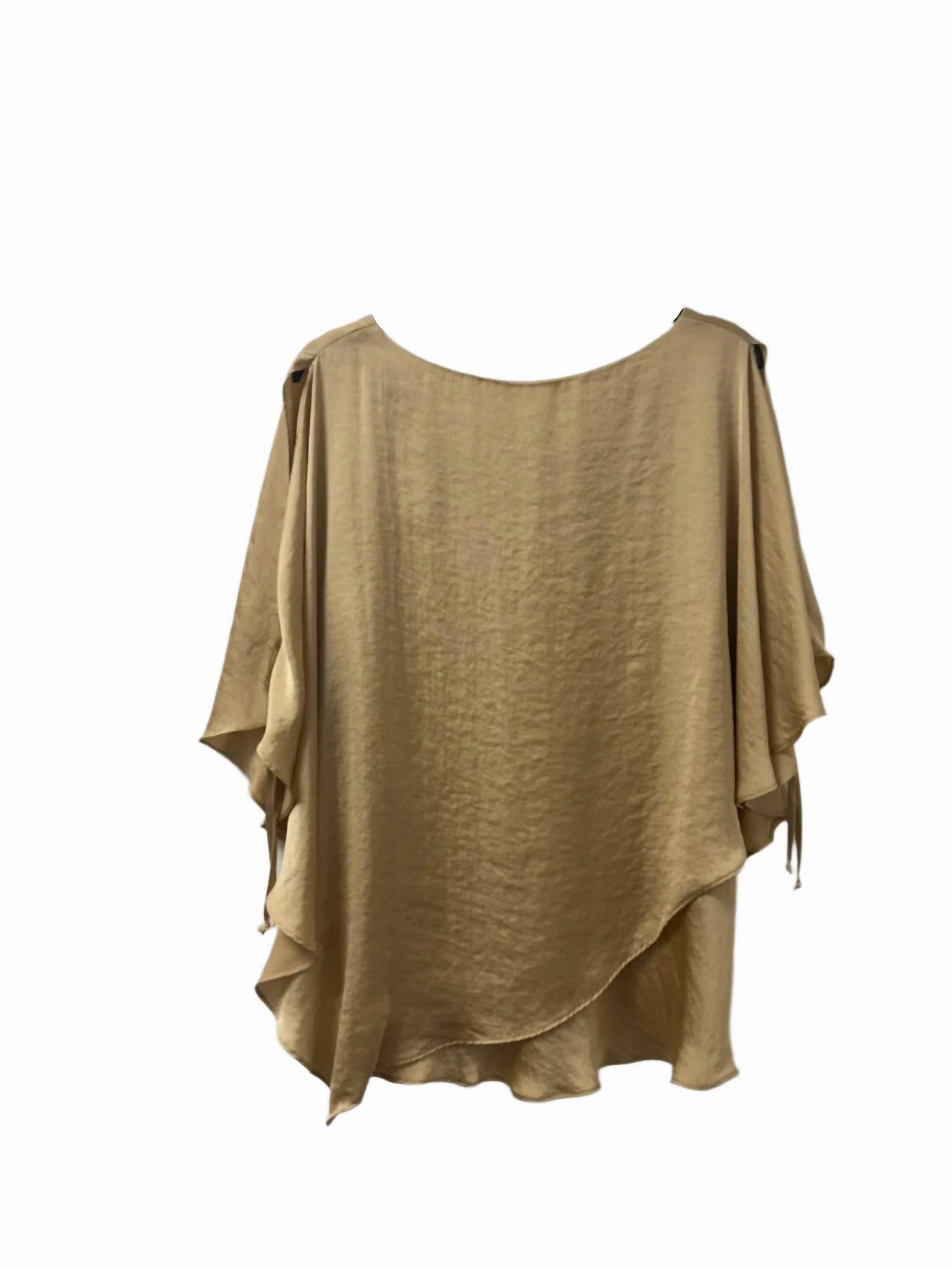 V-Neck Tie Sleeve Top In Gold