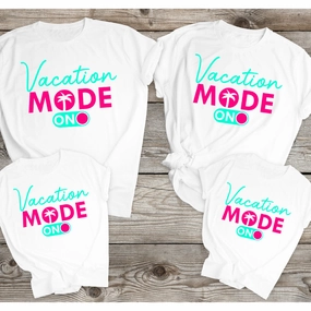 Vacation Mode- On Family Matching White T-Shirts Holiday Collection - holiday outfits clearance